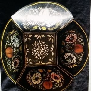 gorgeous floral stenciled metal bowl
